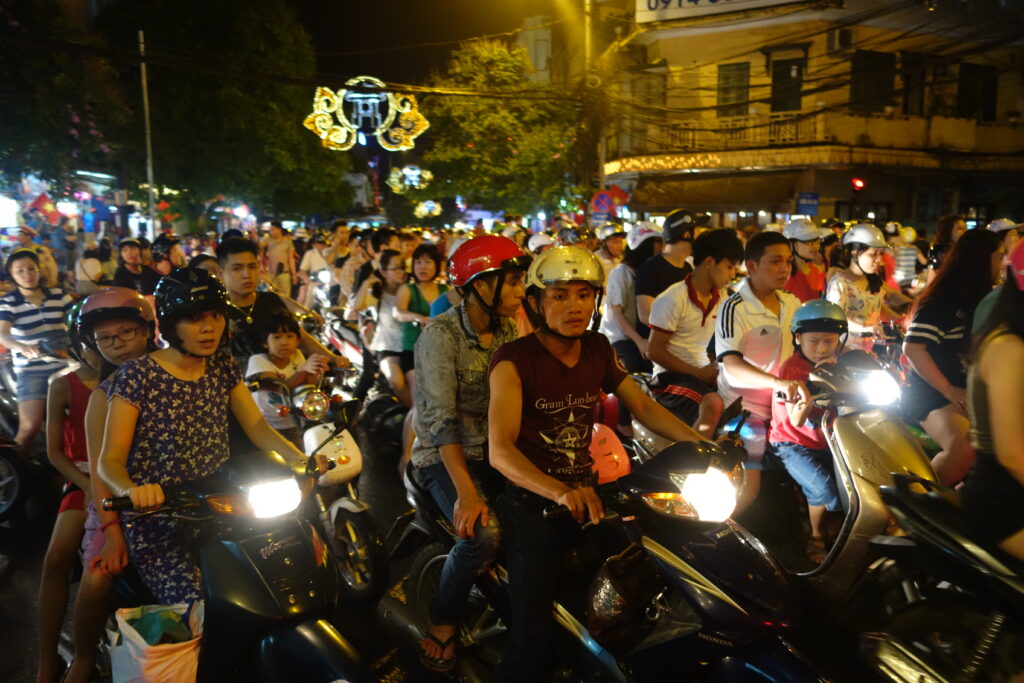 This is the crazy traffic we experienced on our first night in Hanoi.