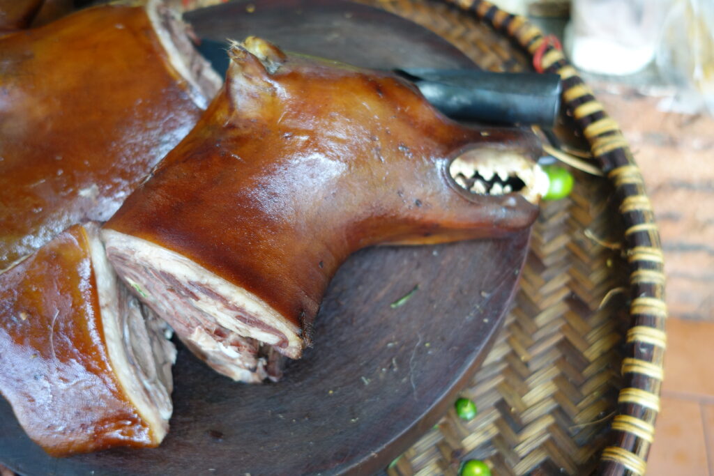 A roasted dog head in Sài Gòn.