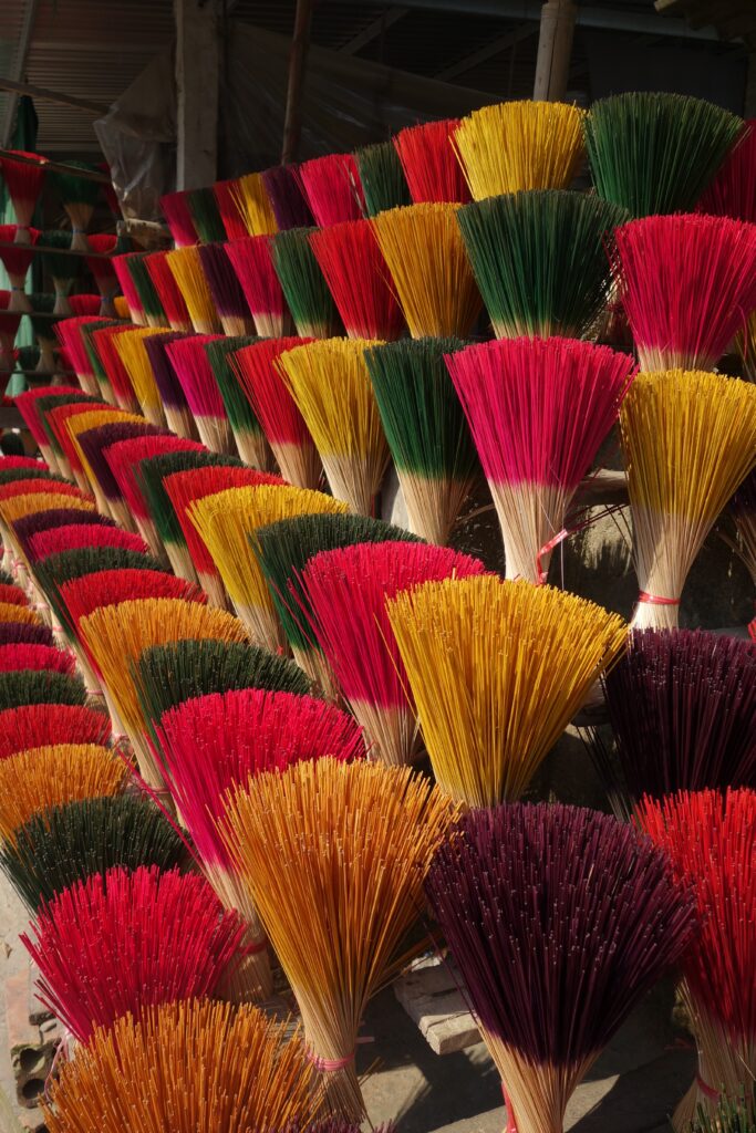Locally made incense for sale in Huế.