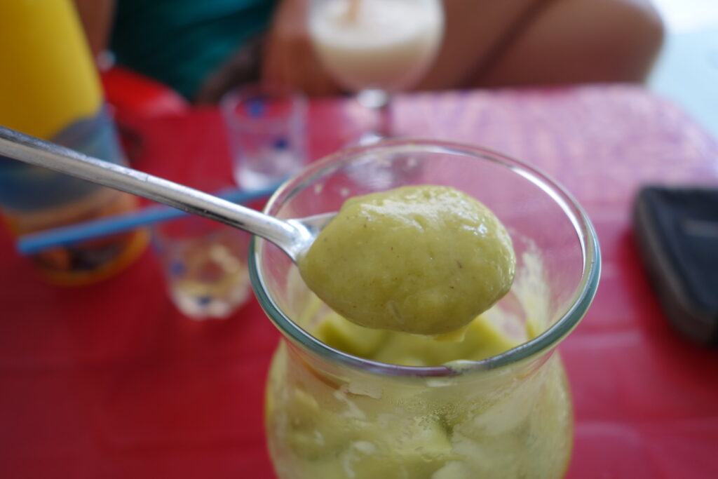 An avocado and durian smoothie.