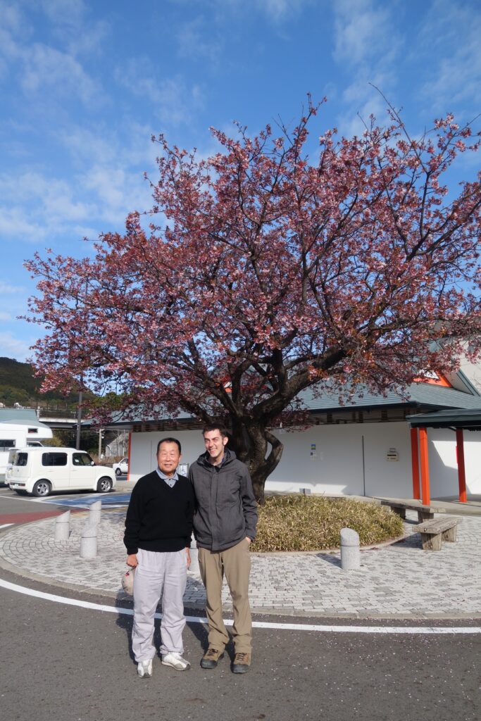 Sanada-san brought us to see the one sakura tree that was blossoming in his town while we were there.