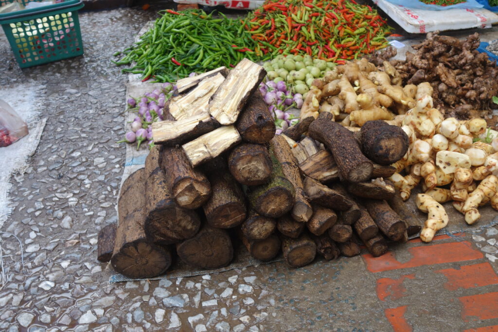 Pepperwood for sale at the market in Luang Prabang.