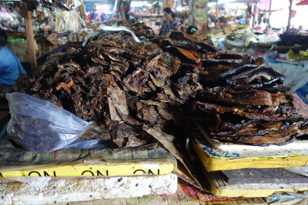 Dried fish for sale at the market in Luang Prabang.
