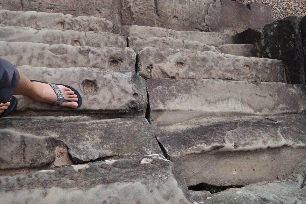 The steps at many of the temples are notoriously thin, steep, and degraded.