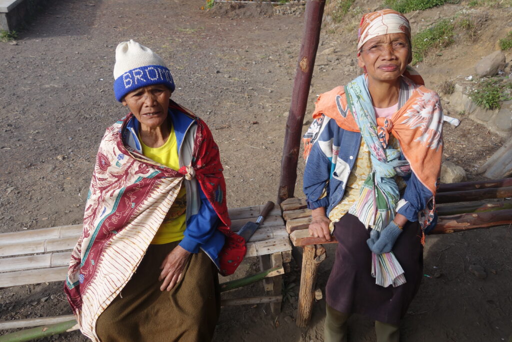 Cloth capes help the locals in Cemoro Lawang keep warm!